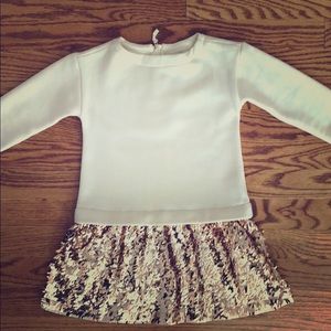Girls 4 Crewcuts party dress w/ gold sequin skirt